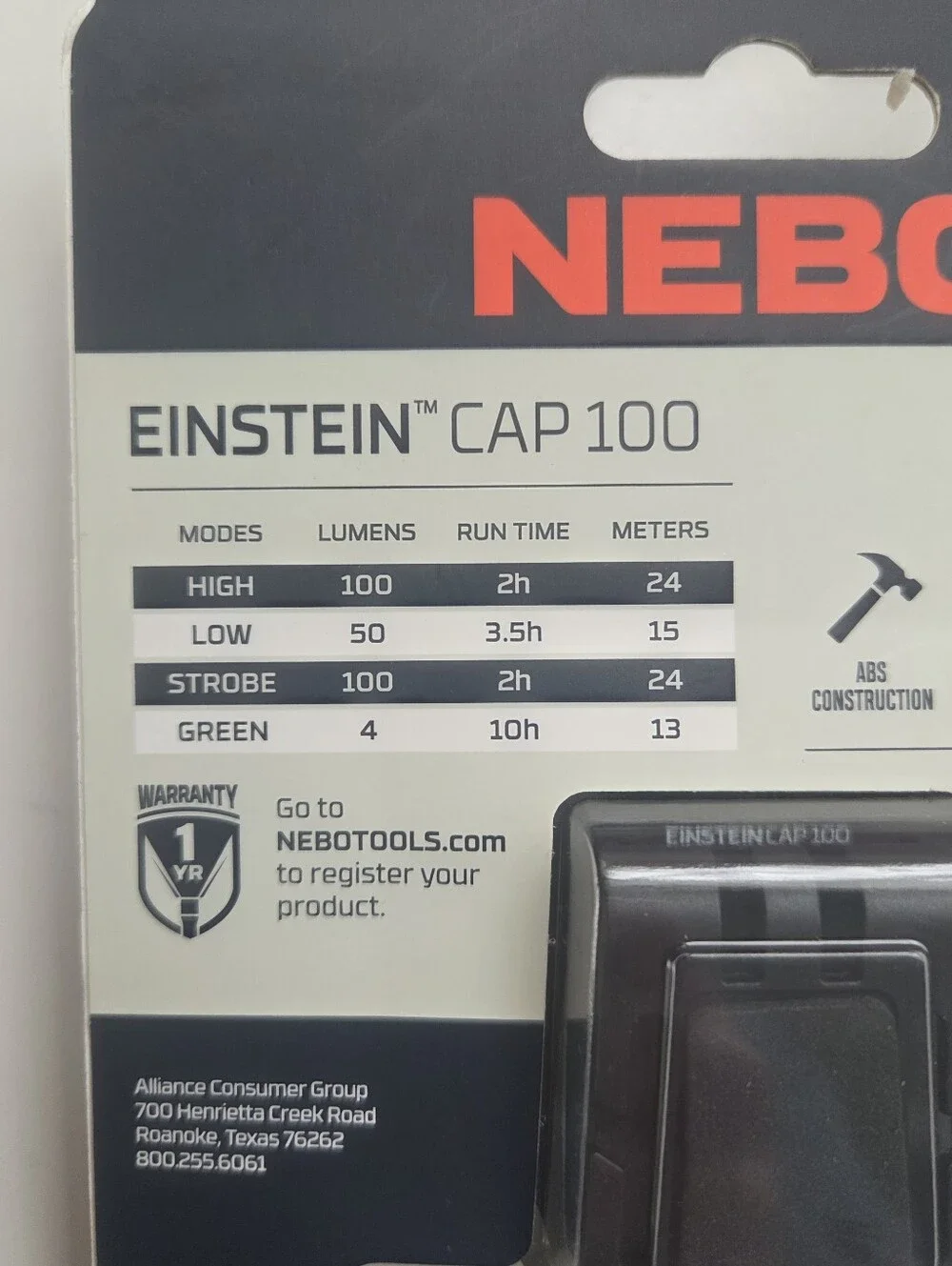 NEBO Einstein Cap 100 LED Clip Light